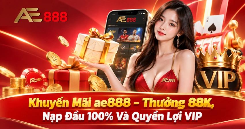 Khuyến Mãi ae888 – Thưởng 88K, Nạp Đầu 100% Và Quyền Lợi VIP